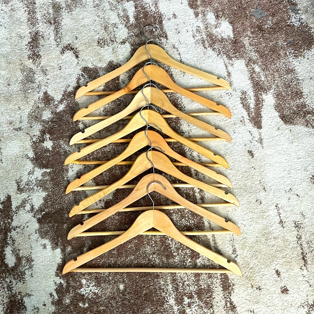 bundle of wooden hangers